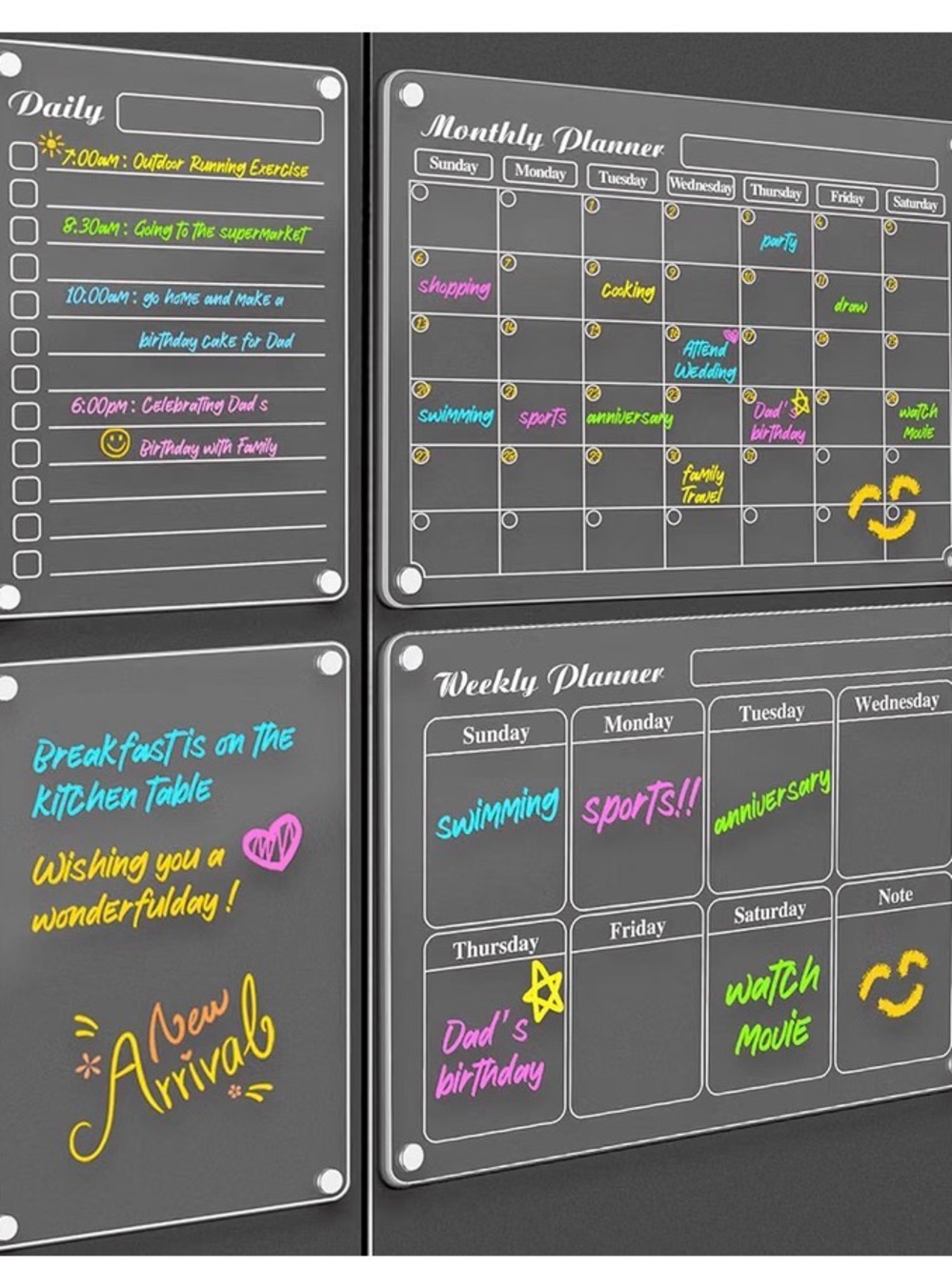 DIYMAG Magnet Calendar for refrigerator 4 pcs Dry Erase Whiteboard 15.2” x 11.2”